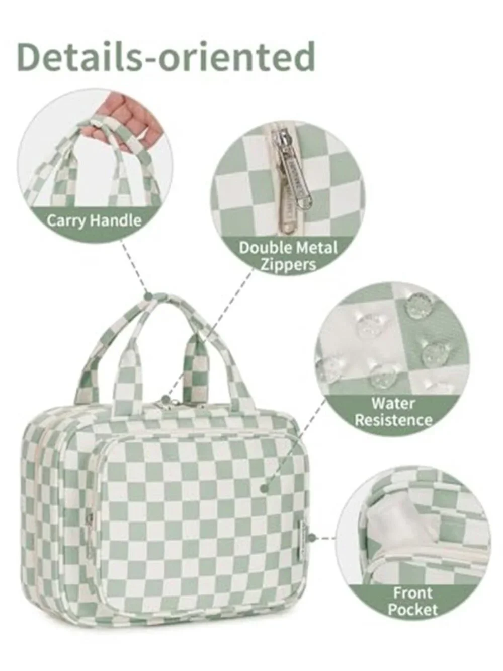 Hanging Toiletry Bag for Women Travel Checkered Makeup Bag Organizer Toiletries